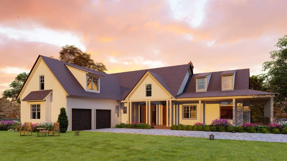 5-Bedroom Two-Story Woodfin Farm Cottage C with Wraparound Porch and Bonus Room (Floor Plan)