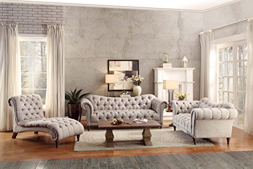 Homelegance St. Claire Traditional Style Sofa with Tufting and Rolled Arm Design, Brown/Almond