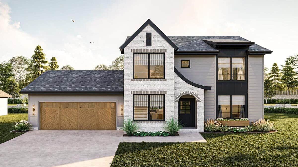 2-Bedroom Transitional Style Two-Story Home with Front Porch and Flex Room (Floor Plan)