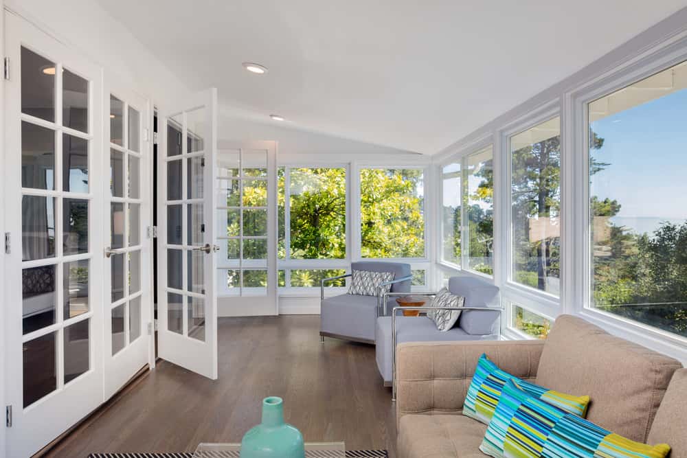 Beautiful sunroom with white walls.