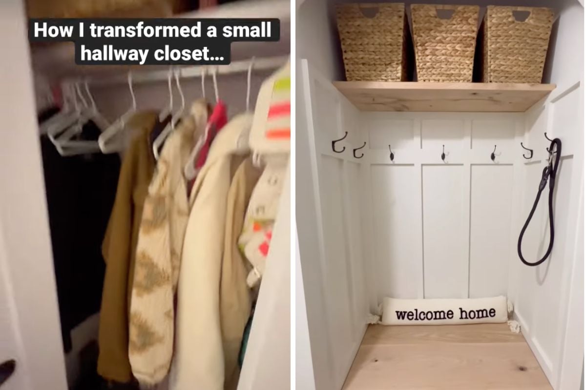 Homeowners Turn Ugly Closet Into a Mini-Showcase Mudroom