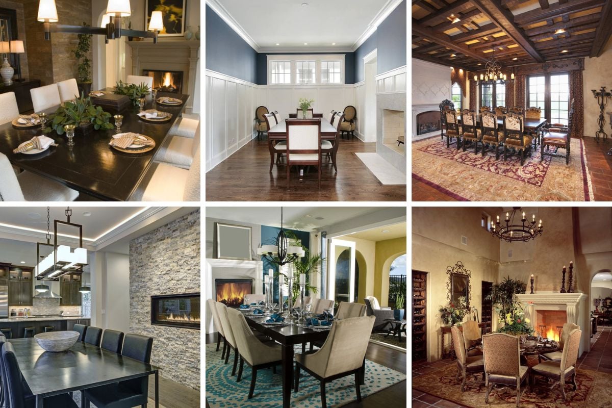 55 Dining Room Designs with Fireplaces (Photos)
