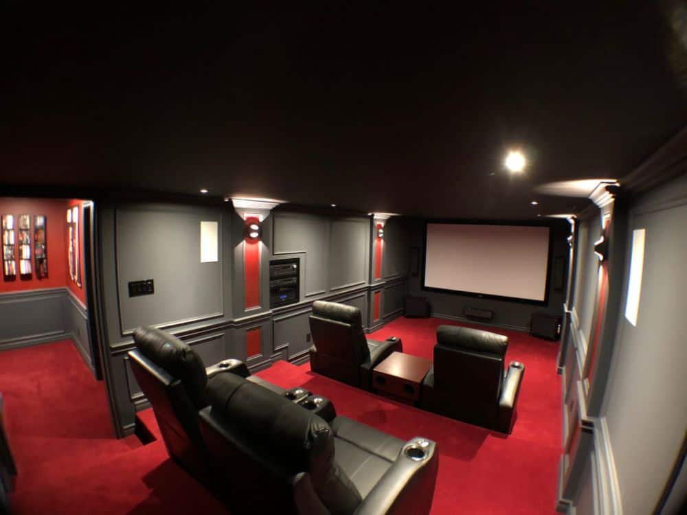 DIY Home Theater with Stadium Seating, Projector and Killer Sound System