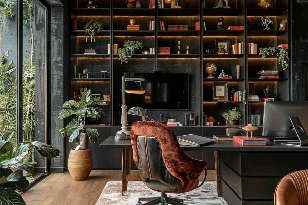 32 Home Office Ideas Mix Maximalist Ideas with a Dark Palette (Concept Interiors)