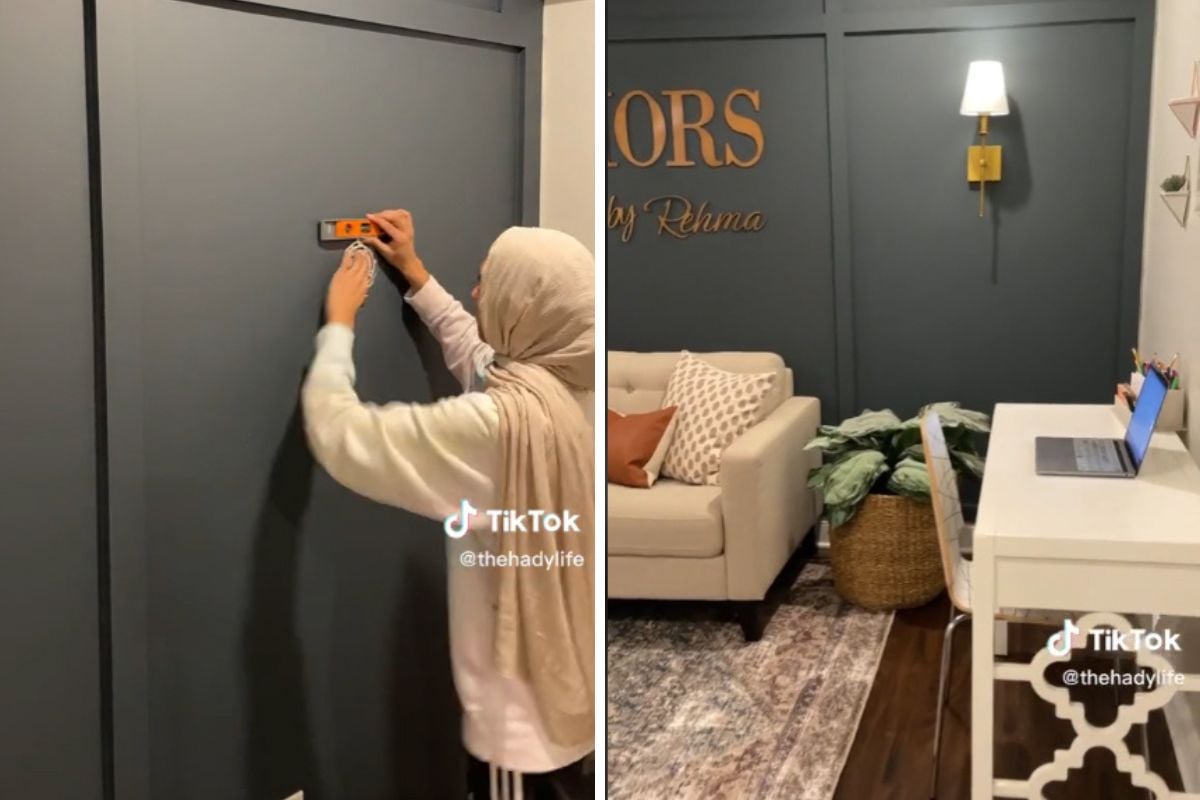 Homeowner takes home office to the next level with this accent wall design