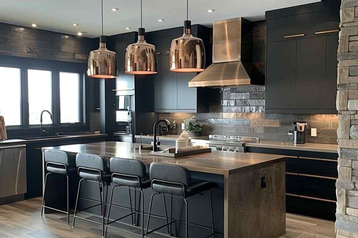 Mixed Metal Finishes Complete the Look of 30 Industrial-Farmhouse Kitchens (Concept Interiors)