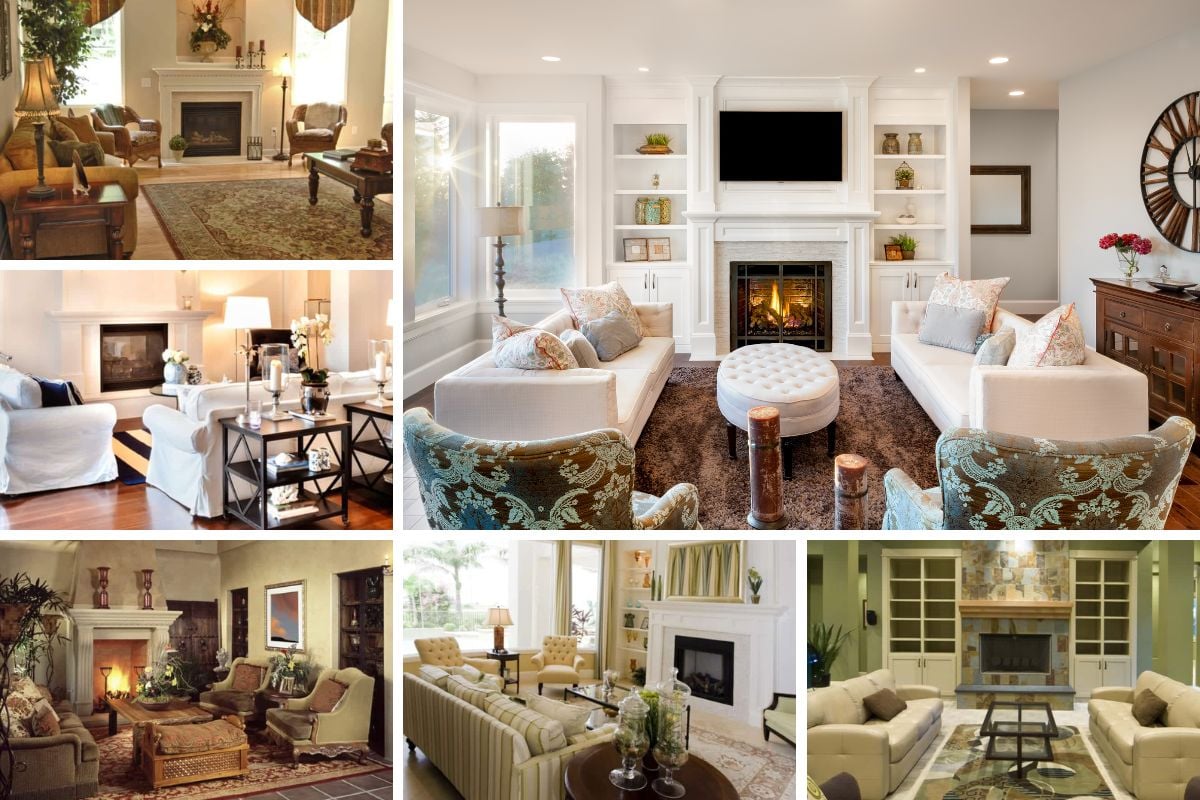 101 Beautiful Living Rooms with Fireplaces of All Types (Photos)