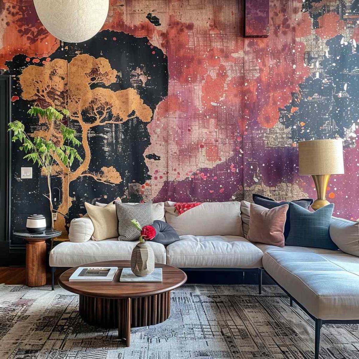 34 Living Room Statement Walls Enhance Contemporary Japandi Design (Concept Interiors)