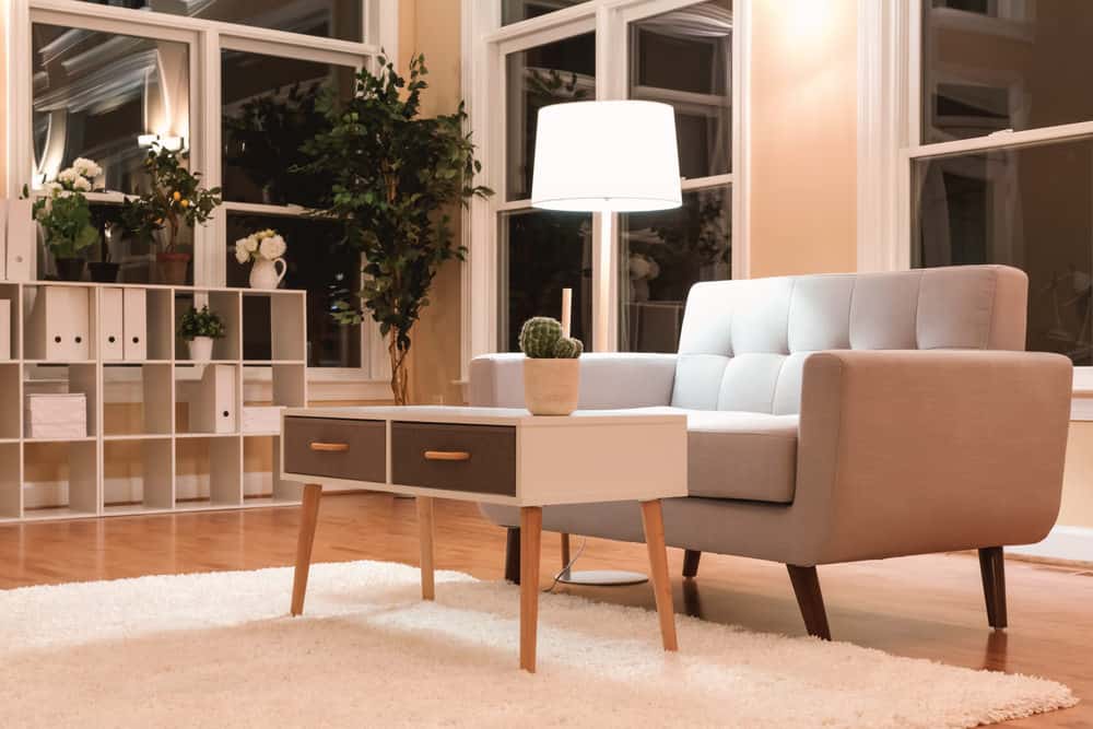 This is a simple midcentury style living room.