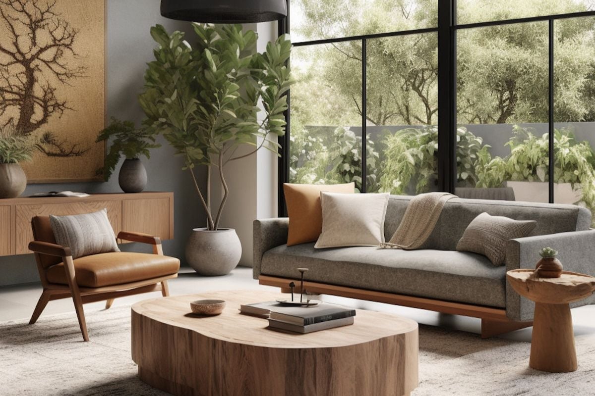 Custom organic modern living room design