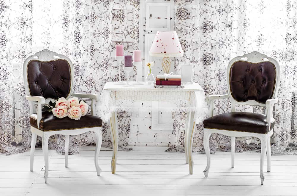 This is a shabby chic home décor sitting area.