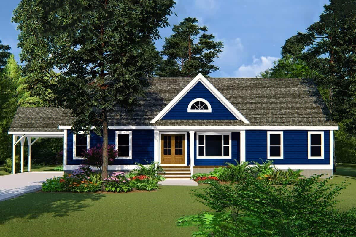 Single-Story 3-Bedroom Country Ranch with Carport (Floor Plan)