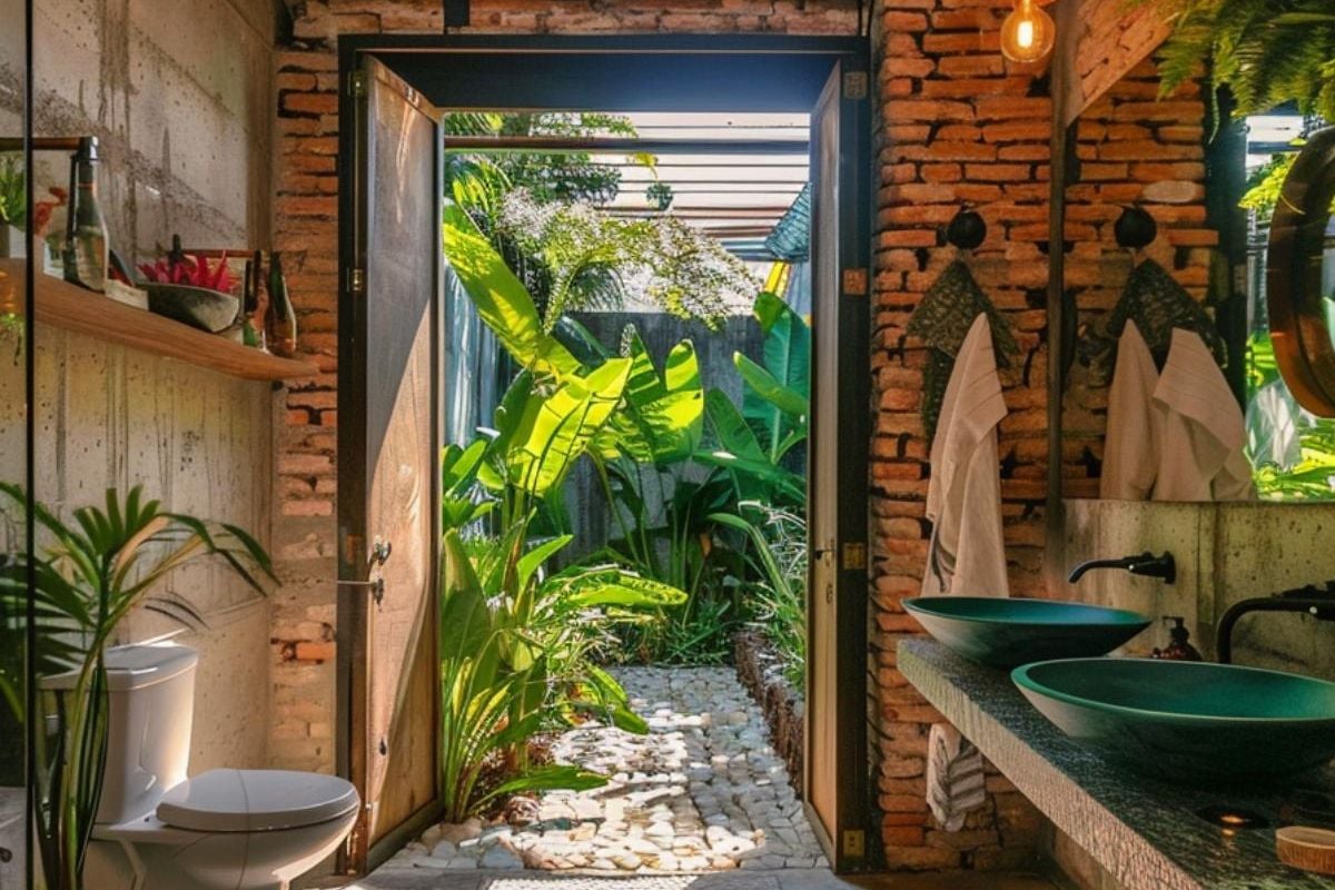 50 Tropical Industrial Bathrooms Fusing Nature and Urban Chic (Concept Designs)