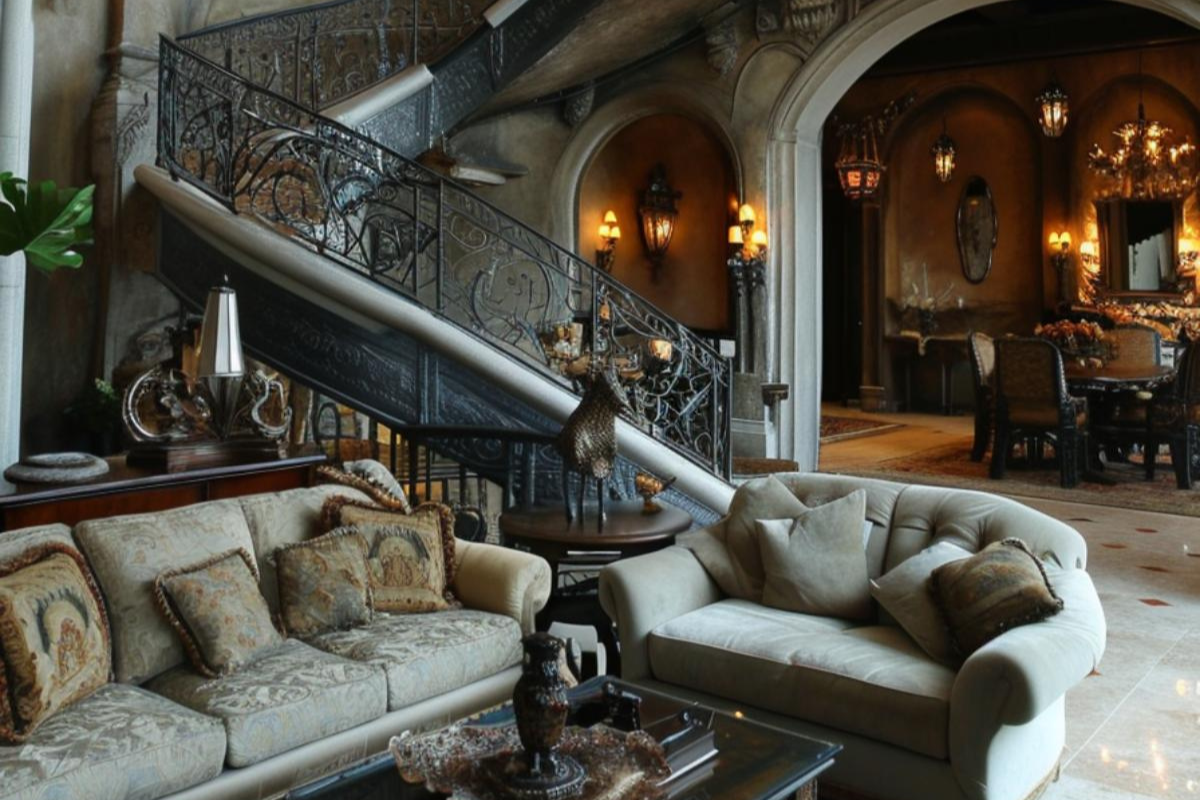 Stairway to Elegance: Exploring 40 Grand Living Rooms with Majestic Winding Staircases
